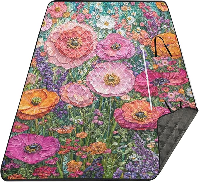 KLL Multi-flowers Waterproof Outdoor picnic mat XXL Picnic Camping Floor Mat for Grass Picnic Items cobija de picnic