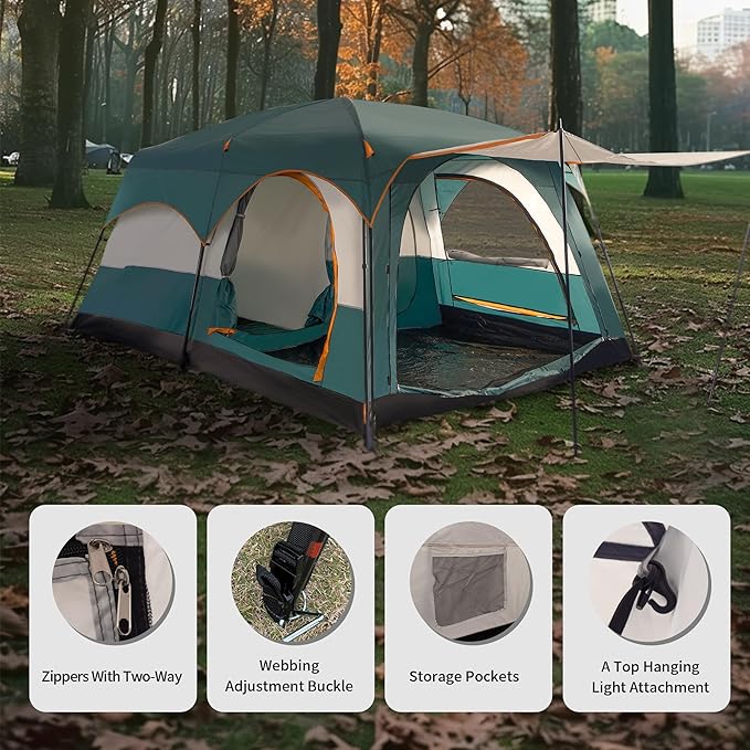 Camping Tent Easy Setup 1-2-8-10 Person Waterproof and Portable Tent for Camping Hiking Outdoor