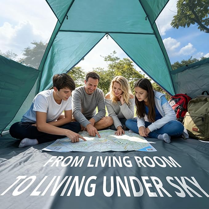 CAMEL CROWN Beach Tent UPF 50+ Sun Shelter for 2/3/5/6 Person Lightweight Portable Sun Shade with Sand Anchor Family Beach Day &amp Outdoor Adventures