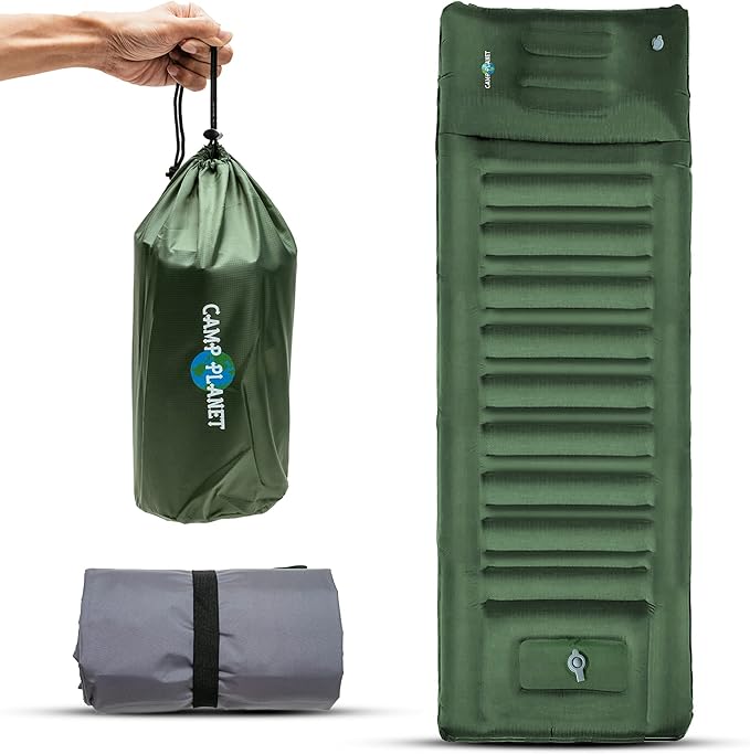 Sleeping Pad for Camping - 3.5 Inch Extra Thick Inflatable Camping Mattress Pad with Built-in Pump and Integrated Pillow - Waterproof Sleep Pad for Hiking Backpacking Road Trips