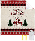 Beach Blanket Waterproof Sandproof Ethnic Winter Deer Christmas Trees Quick Drying Beach Mat with 4 Stakes Winter Snowflake on Linen Lightweight Picnic Blanket for Travel Camping Outdoor 83x79