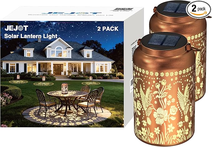 Solar Lanterns Outdoor WaterproofHummingbird Solar Lantern Gift for Women Girl Mom GrandmaValentine GiftsMetal Hanging Solar Lantern for YardGardenPorch Landscape Deconrations-2 Pack