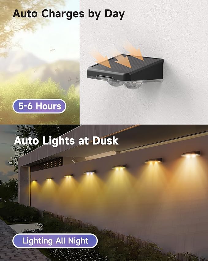Solar Fence Lights 16 Pack Outdoor IP65 Waterproof LED RGB Fence Lights Solar Powered 7 Colors for Wall Patio Deck Backyard Garden Pool Railing