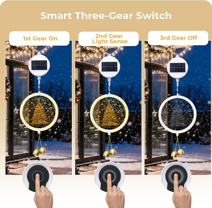 Solar Hanging Lights - Outdoor Indoor Christmas Decorations for Window Garden Patio PorchHoliday Home Decor (Glowing Tree)