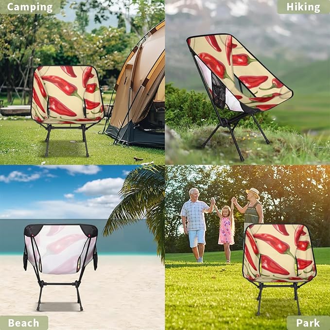 Honeybaby Folding Camping Chair Red Pepper Camping Chairs Lightweight Portable Chair Outdoor Foldable Chairs for Camping Travel Picnic Beach Hiking
