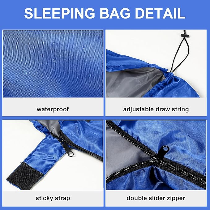 Tudomro Camping Sleeping Bag for Adults Lightweight Packable Waterproof Camping Gear Equipment to Keep Warm for Outdoor Backpacking Hiking Travel