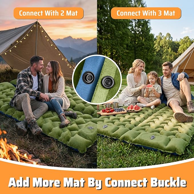 4 Thick Double-Sided Camping Sleeping Pad | Warm Velvet Top Waterproof Nylon Bottom | Inflatable Mattress for Backpacking &amp Cold Weather