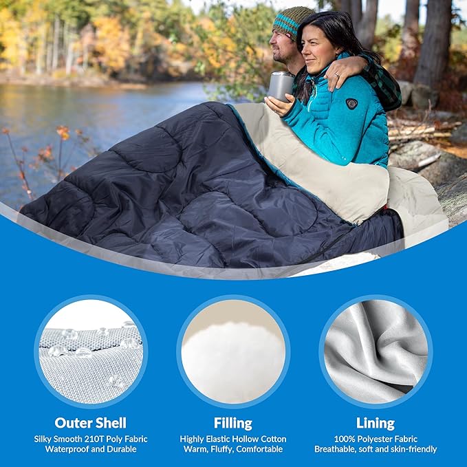 Elevon Sleeping Bag for Adults Teens Kids Cold Warm Weather Portable Waterproof &amp Lightweight Compact with Compression Sack for 3-4 Seasons Camping Backpacking Hiking Travel Indoors Outdoor