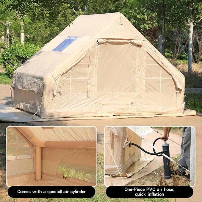 Inflatable Tent for Camping4/6 Person Blow Up Air Glamping Room Tent House with Stove