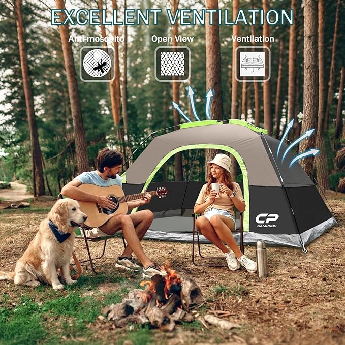 Tents for Camping 4 Person Tent Waterproof Windproof Double Layer Camping Tent Easy Setup Dome Tent with Large Mesh Windows &amp Wider Door for Outdoor Camping &amp Hiking