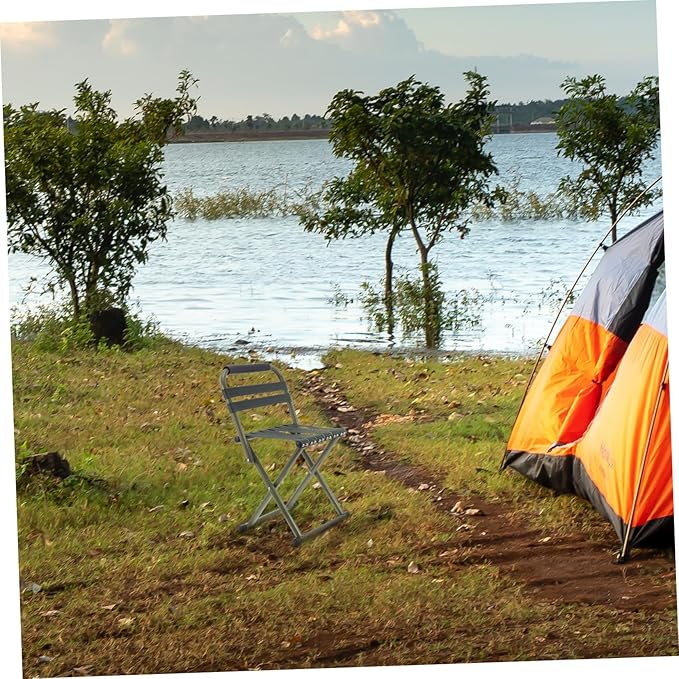 1pc Portable Folding Chair for Fishing Camping Outdoor Use Lightweight Breathable Non- Design Green for Support