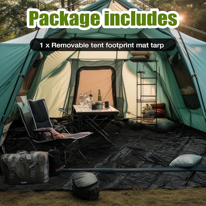 Tinideya 12.5 ft Removable Tent Floor Mat Tarp Waterproof Camping Tent Tarp Floor for Pop up Screen Tents Gazebo Hiking Backpacking Hammock Beach Accessory