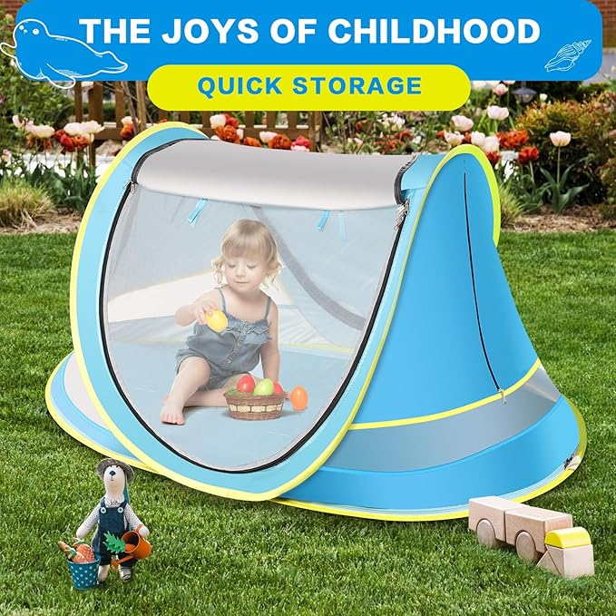 Baby Beach Tent Pop Up Toddler Travel Bed for Boys or Girls Sun Shade for Toddler Camping Infant Portable Sun Shade Summer Beach Baby