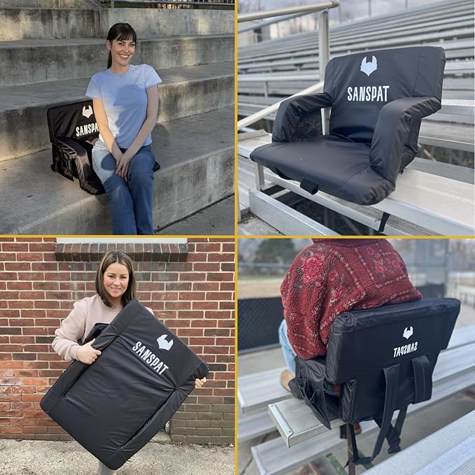 Stadium Seat with Back and Cushion: Regular 23” bleacher Chairs Stadium Chairs on Hard Benches. Recommended for Extra Space Comfort a Premium Chair for Bleachers