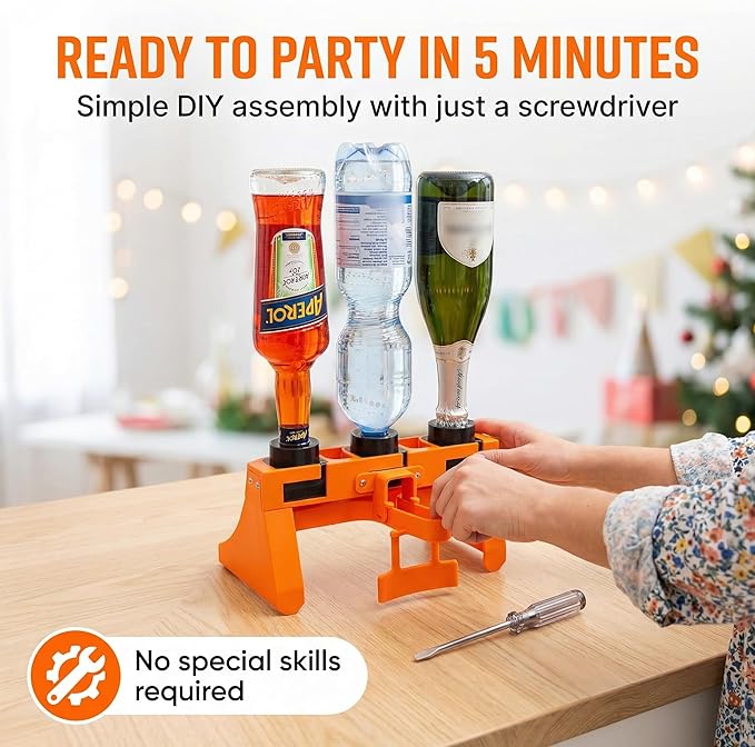 Aperol Spritz Cocktail Proportioned Mixer Dispenser - Precision 2:1:1 Ratio for Prosecco/Sekt Water &amp Aperol - Essential Home Bar Tool with 4 Valves &amp Pre-Installed Handle (Aperol Spritz)