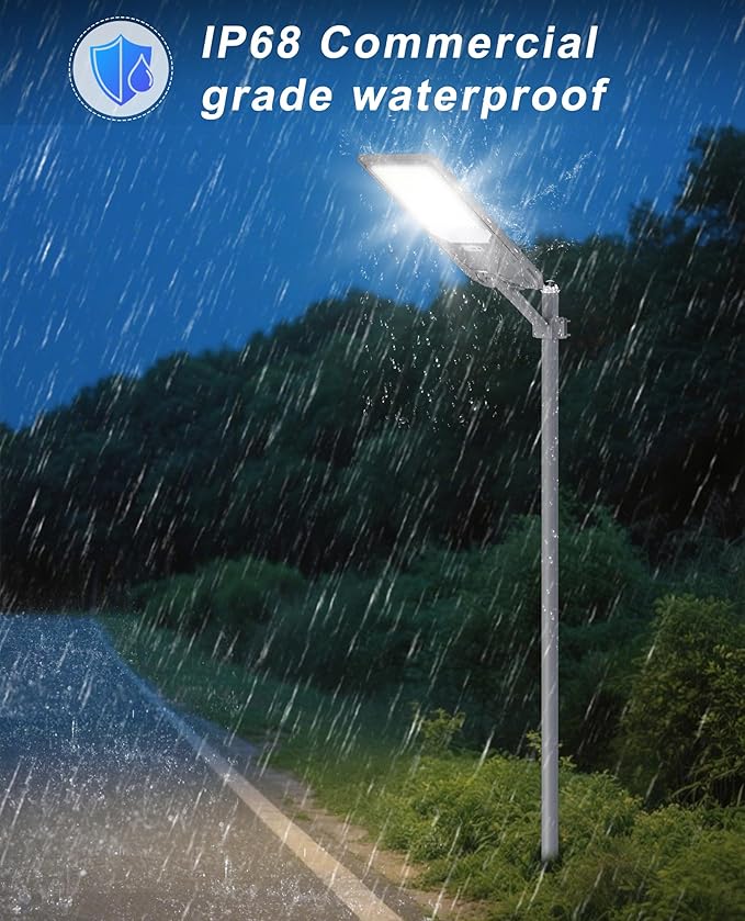 JAYNLT X-12000W Solar Street Lights6500K Commercial Parking Lot Light Dusk to DawnIP68 Waterproof Flood Security Street Lights Motion Sensor for PlayCourtFarm