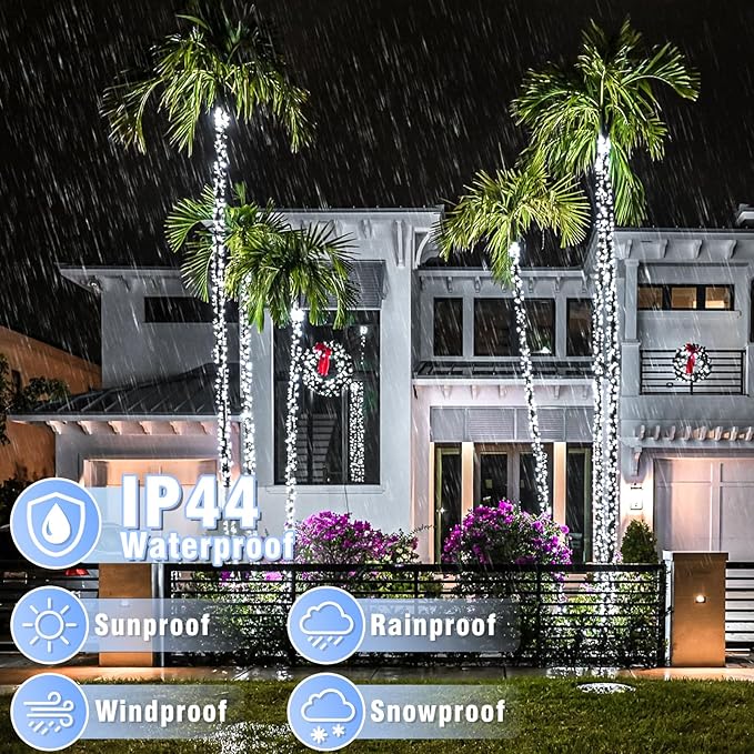 100FT 300 LED Outdoor String Lights Connectable Christmas Lights Indoor Waterproof with 8 Modes Plug in Twinkle Fairy Lights Clear Wire for Bedroom Home Wedding Patio Decorations White