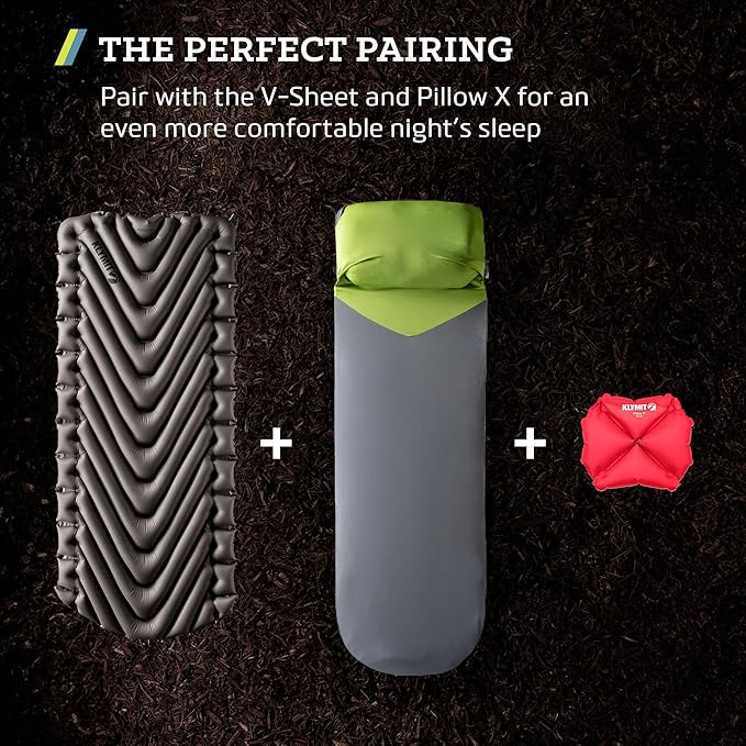 Klymit Static V Luxe Sleeping Pad Lightweight Lofted Camping Air Mattress for Tents and Cars with Body Mapping Tech 3 In Thick Grey