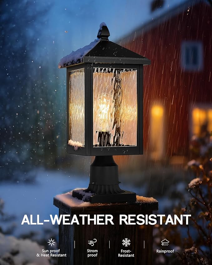 FEMILA Outdoor Post Lights 19 Aluminum Glass Lamp Posts Outdoor Lighting for Yard Pathway Entrance 4FYX103P-L BK SW