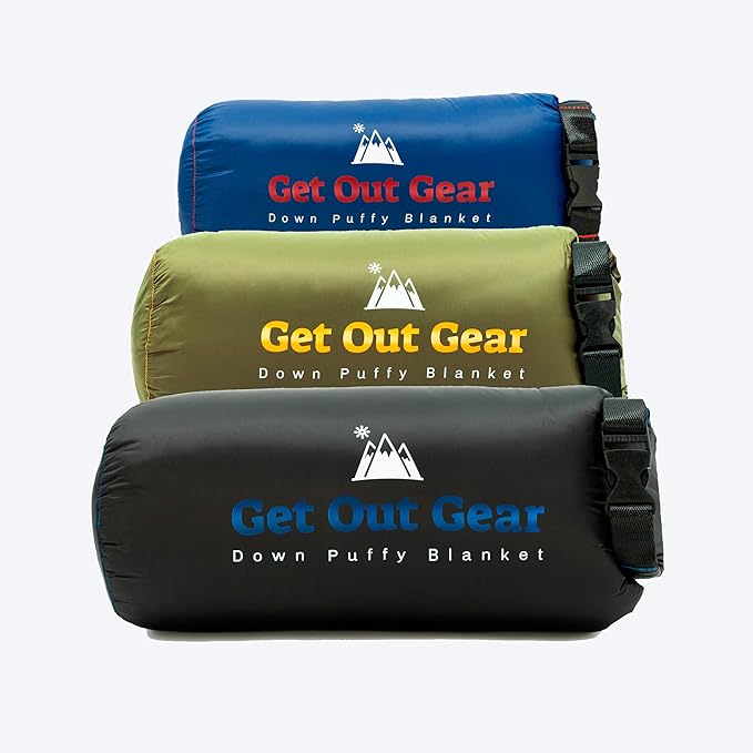 Get Out Gear Down Camping Blanket - Puffy Packable Lightweight and Warm | Ideal for Outdoors Travel Stadium Festivals Beach Hammock | 650 Fill Power Water-Resistant Backpacking Quilt
