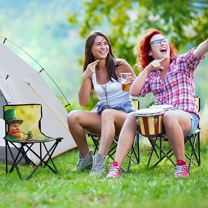 St. Patrick's Day Man Portable Camping Chairs Folding Chair - Durable Oxford Fabric Lightweight Iron Frame Easy Fold Design - Ideal for Outdoor Activities Camping Fishing and Travel