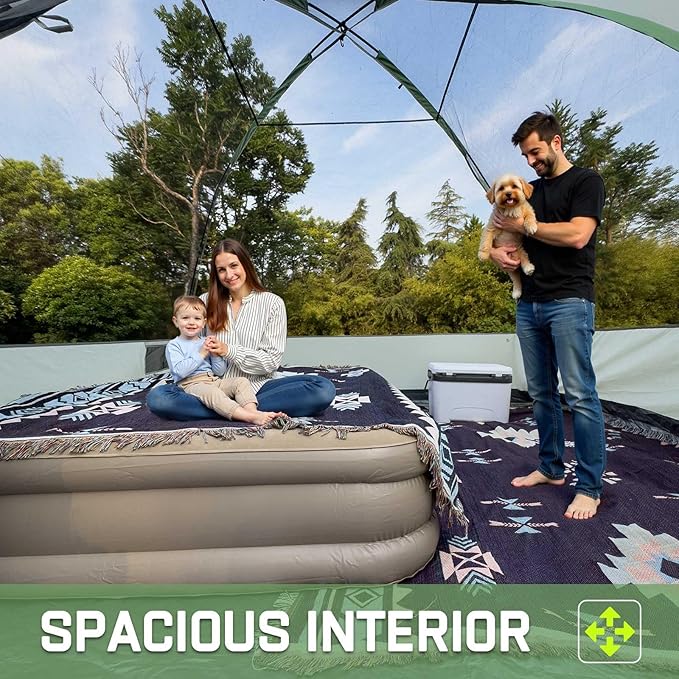 Happy Travel Camping Tent 4/6 Person Dome Tents for Camping with Rainfly Waterproof Clip Easy Setup Portable Family Tent with Mesh Windows 20% More Headroom Backpacking Tents for Camping &amp Hiki