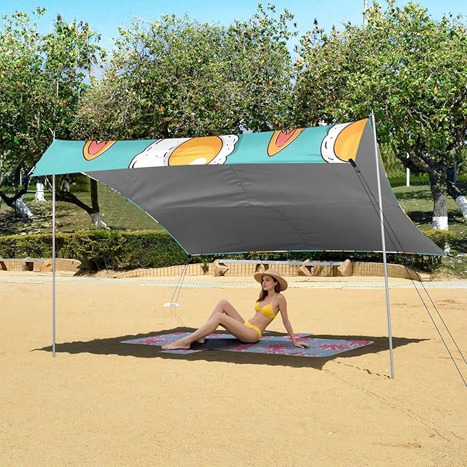Cute Dog Camping Sun Shelter Beach Tent Portable Beach Sun Shade Outdoor Canopy for Camping Trips Fishing Picnic