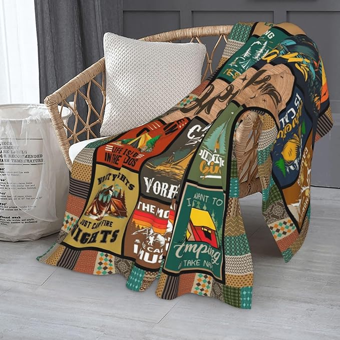 Cool Camping Gifts for Women Camping Blanket 60 X 50 Woman Camping' Gift Camper Decor Camp Blanket Camping' Stuff Camping's Decor for Camper Blankets Gifts for Camping Lover