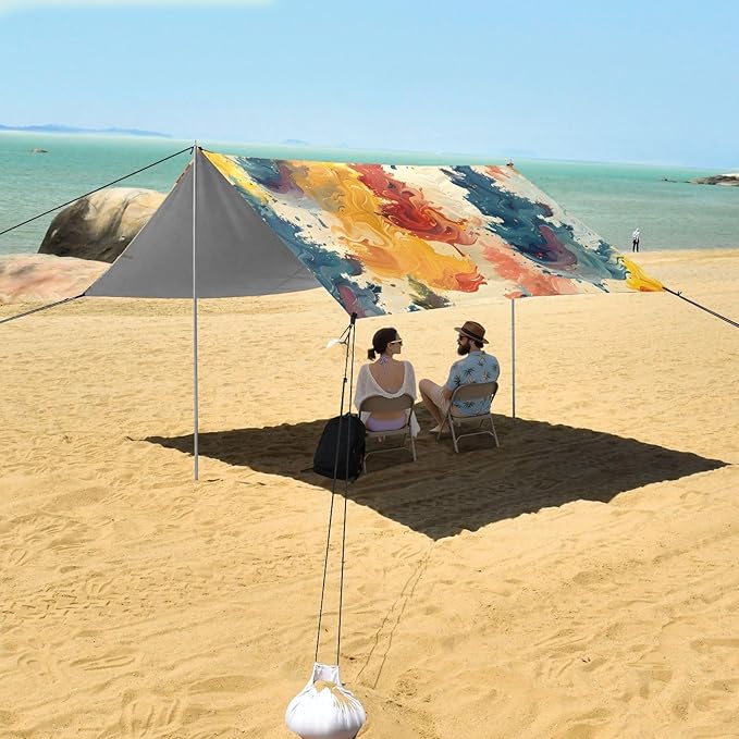 Beach Tent Sun Shelter Rendering Colored Trees Lightweight &amp Easy Setup Beach Shade Canopy for Camping Fishing