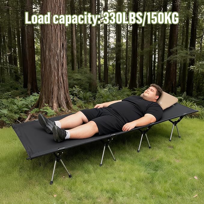 Night Cat Camping Cot Bed - Portable Folding Sleeping Cots for Adults 1-Person Outdoor Elevated Off-Ground Beds Easy Set-up Army Sleeping Bed 87x28