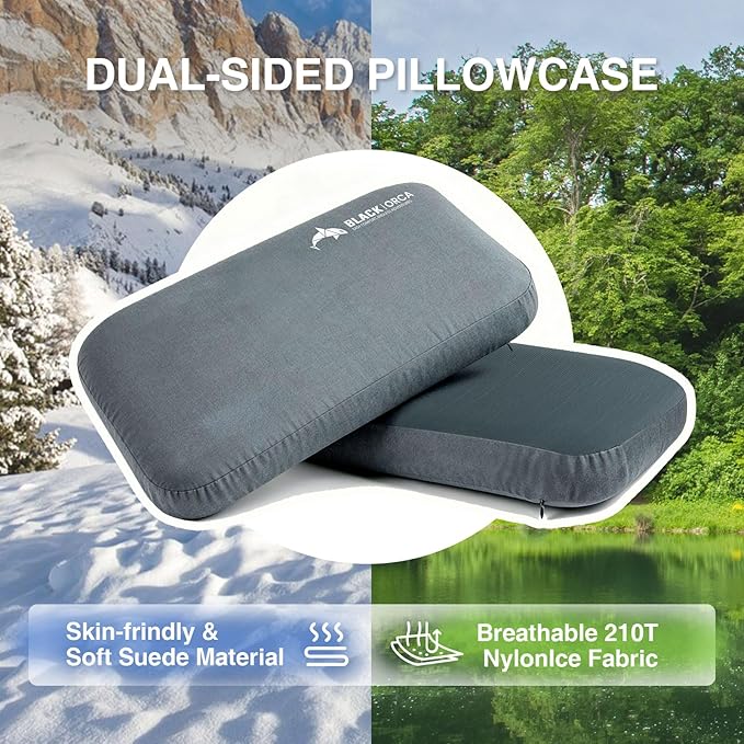 Memory Foam Camping Pillow Lightweight &amp Portable Travel Pillow Backpacking Pillow with Removable Cover Ergonomic Pillows Neck Lumbar Support for Outdoor Camp Hiking Backpacking Sleep