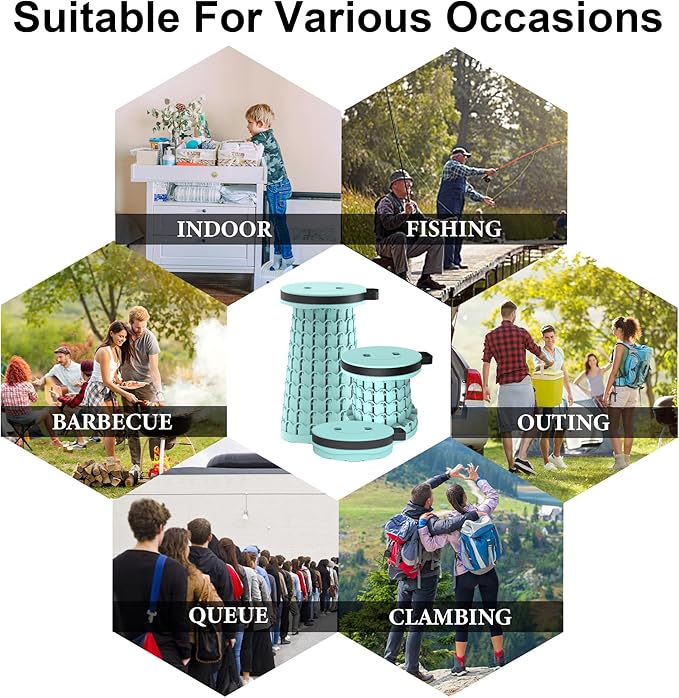 2026 Upgraded 18.1 Portable Folding Stool Collapsible Stools 600lbs Max Weight Lightweight But Sturdy Telescoping Foldable Camping Stool for Outdoor Fishing Hiking Travel BBQ