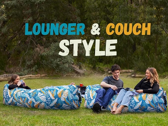 WEKAPO Inflatable Couch Air Lounger Chair - Camping &amp Beach Accessories Portable Blow up Sofa for Hiking Lawn Indoor/Outdoor Movies &amp Music Festivals. Lightweight and Easy to Set Up Air Ham
