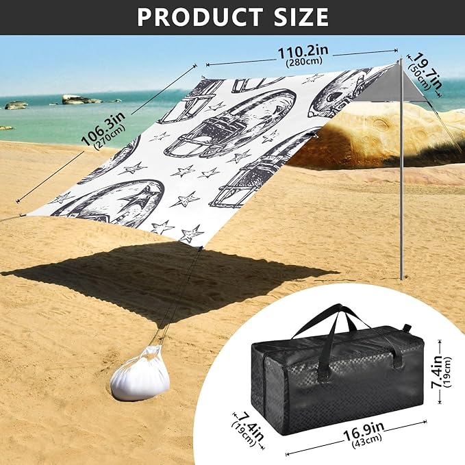 Rugby Pattern (49) Camping Sun Shelter Beach Tent Portable Beach Sun Shade Outdoor Canopy for Camping Trips Fishing Picnic