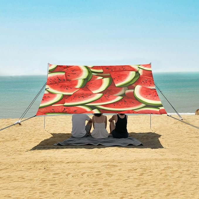 Beach Tent Sun Shelter Summer Watermelon Lightweight &amp Easy Setup Beach Shade Canopy for Camping Fishing