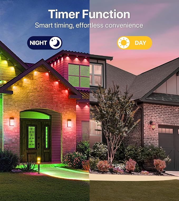 100FT RGB+IC LED Permanent Outdoor Lights: Eave Lights with Smart APP &amp Remote Control 72 Scene Modes Waterproof IP65 for Holiday Christmas Decorations(Extension Cord Not Included)