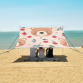 Cartoon Bear Face and Cherry Design Camping Sun Shelter Beach Tent Portable Beach Sun Shade Outdoor Canopy for Camping Trips Fishing Picnic