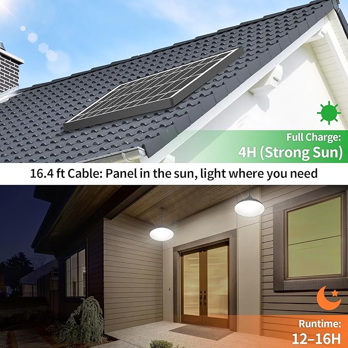 Solar Pendant Lights IP65 Weatherproof Dusk to Dawn Solar Shed Lamp with Remote Controller for Outdoor Gazebo Barn Chicken Coop Bullpen Pig Pen Stables Tents