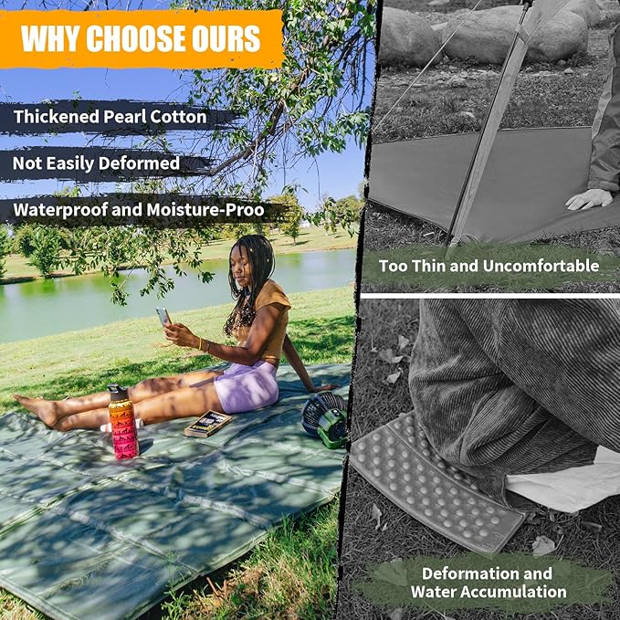 Foam Sleeping Pad for Camping - AYAMAYA Foldable Camping Mattress for 1/2/3/4/5/6 Person Extra Thick Waterproof Tent Footprint Inner Camping Mat for Outdoor Backpacking Hiking Picnic Camping