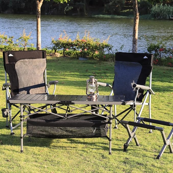 Ablazer 2 Pack Camping Chairs for Adults Portable Hunting Chair Supports 350lbs Oversized Heavy Duty Folding Chair for Camping Padded Seat Outdoor Lawn Folding Chair with Side Pockets