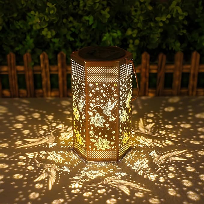 4 Pack Hummingbird Solar Lanterns Garden Decor - Gifts for Women Mom Grandma Solar Lights Outdoor Waterproof Hanging Outside for Yard Patio
