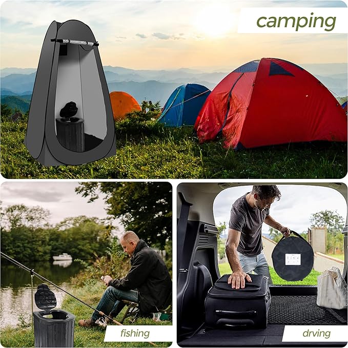 Camping Toilet Kit with Pop Up Privacy Tent X Large Portable Folding Toilet Potty for Adults Outdoor Camp Shower TentsChanging Room with Carry Bag
