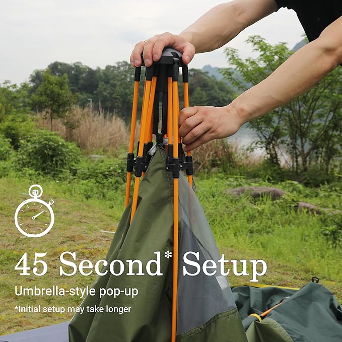 Camping Tent with Instant Setup 2/3 Person Weatherproof Easy Quick Set Up in 60 Seconds with Rainfly Backpack Tent for Family Camping &amp Hiking Upgraded VentilationCenter Height 66-inch
