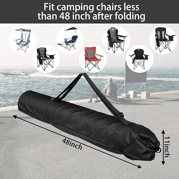 Xxerciz Foldable Camp Chair Replacement Bag Carrying Bag Large Mouth Bag with Shoulder Strap for Outdoor Camping Heavy Duty Large Storage Folding Chair Bag 48 inches (Chair is not Included)