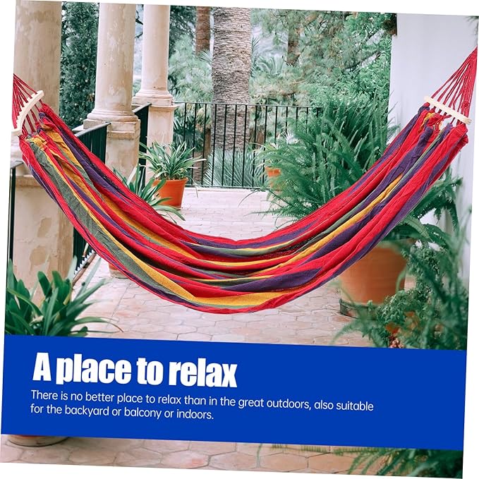 Outdoor Hammock Striped Canvas Swing Bed Garden Camping Travel Hammock