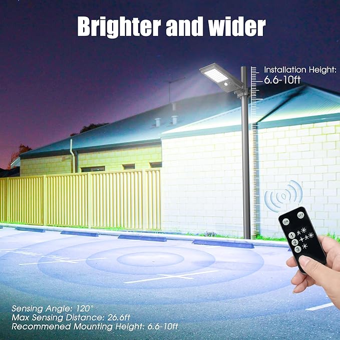 Outdoor Solar Wall LED Street Lights 6500K Solar Outside Dusk to Dawn IP65 Waterproof Lights Solar Powered with Motion Sensor and Remote Control for Wall Porch Barn Patio Garage M-1 Pack