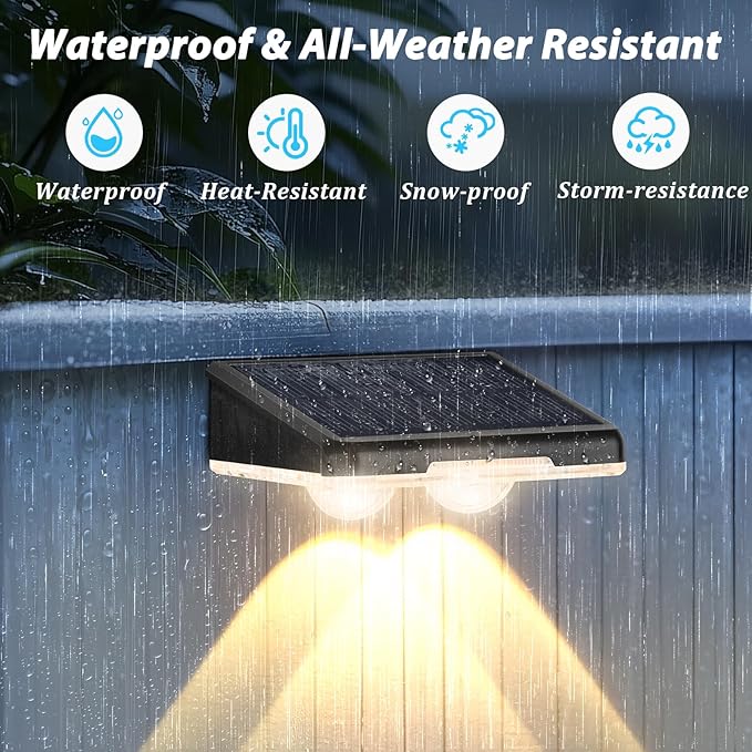 Solar Fence Lights 12-Pack Waterproof Solar Powered Outdoor Deck Light with Warm White &amp 6 RGB Colors &amp 2 Lighting Modes LED Solar Step Stairs Light for Deck Fence Outside Patio Garden