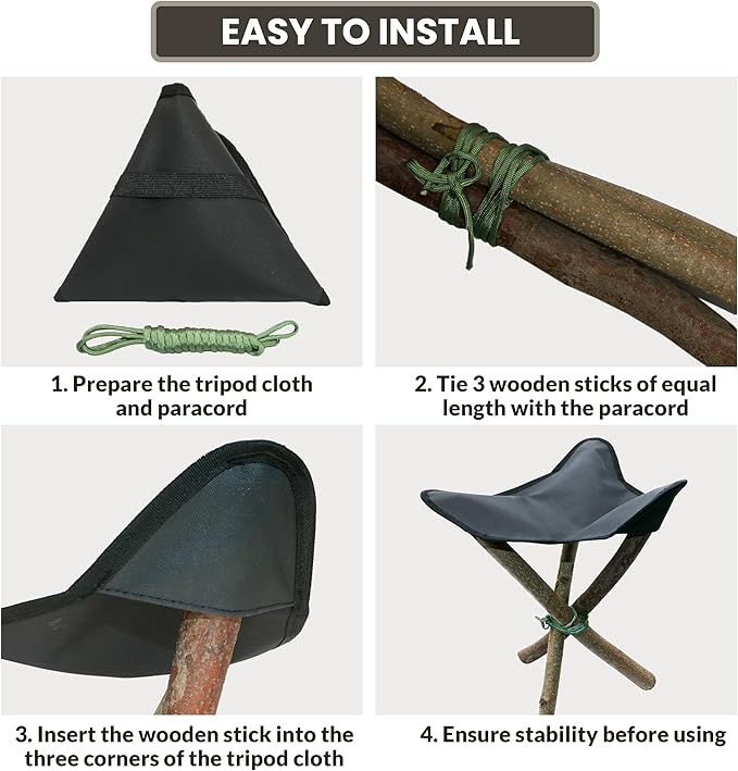 onewind 3 PCS Portable Camping Chair Cover DIY Tripod Stool Pad for Outdoor Camping Walking Hunting Supports 225 lbs Sticks Not Included