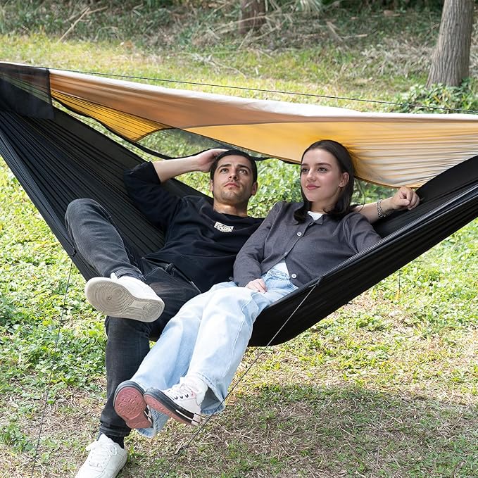 Camping Hammock with Sunshade and Compact Storage Organizer Waterproof Camping Gear Storage Portable Hammock Accessory for Hiking Backpacking