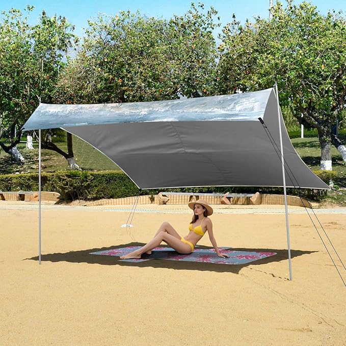 ALAZA Watercolor Seaturtle on Beach Beach Tent Sun Shelter UPF50+ Protection Beach Shade Canopy w/ 4 Sandbags for Outdoor Camping Fishing Backyard Fun Picnic 10x9 ft